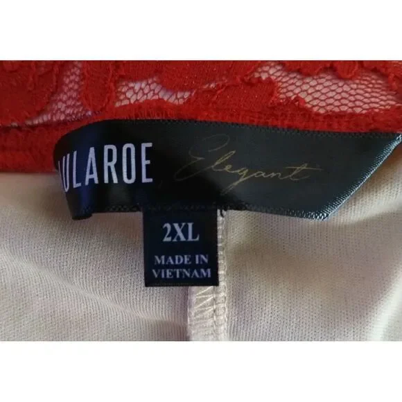Red Lularoe Always Elegant Lace Skirt Sz 2X - Picture 5 of 8